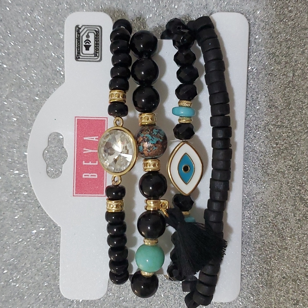 Beya 4pcs Evil Eyes Black bracelet